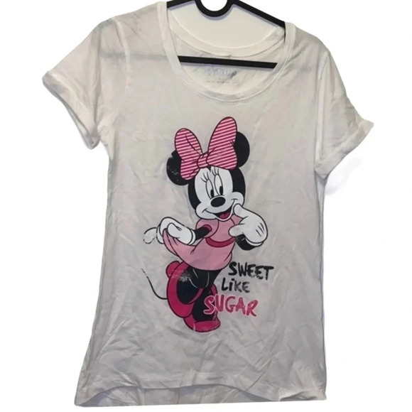 Disney  Minnie Mouse white Tee shirt Sz S - Picture 1 of 9